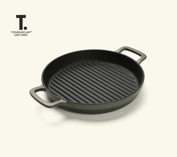 TitaniumClad™ Cast Iron Grill Pan 27cm - Sage