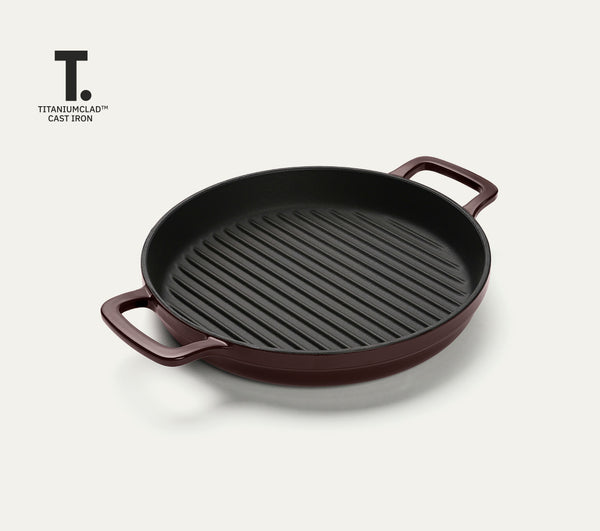 TitaniumClad™ Cast Iron Grill Pan 27cm - Wine