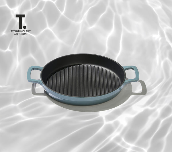 TitaniumClad™ Cast Iron Grill Pan 27cm - Ocean