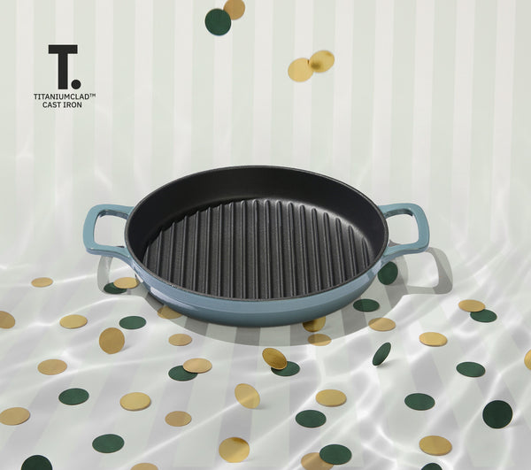 TitaniumClad™ Cast Iron Grill Pan 27cm - Ocean