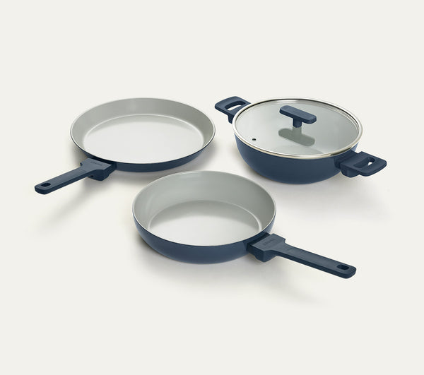 Everyday Cookware Trio with glass lid - Nilgiri Blue