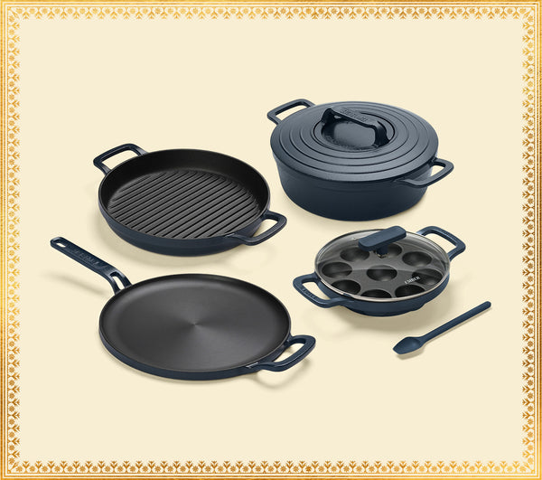 Pre-Seasoned Cast Iron - Set of 4 - Nilgiri Blue