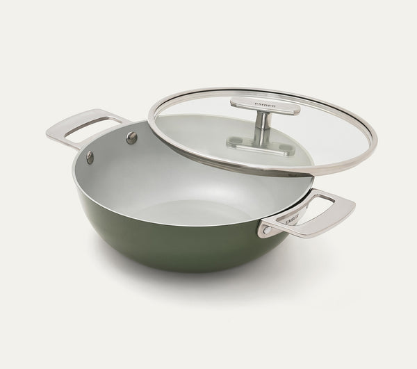 Kadai 24cm with glass lid - Coorg Green