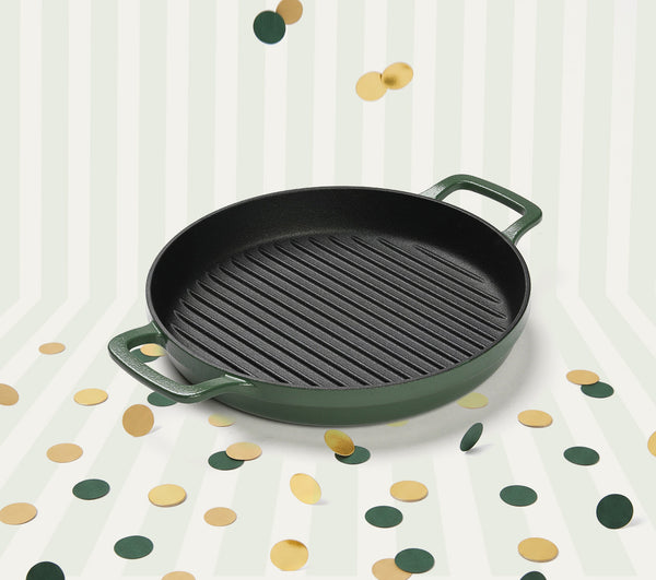 Pre-Seasoned Cast Iron Grill Pan 27cm - Coorg Green