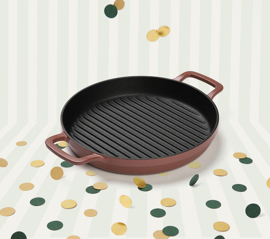 Pre-Seasoned Cast Iron Grill Pan 27cm - Jaipur Terracotta
