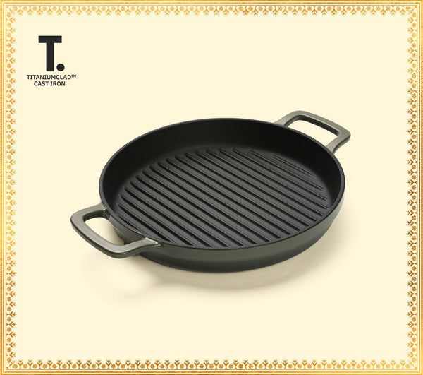 TitaniumClad™ Cast Iron Grill Pan 27cm - Sage