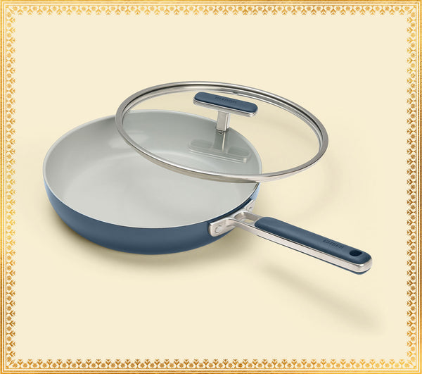 Frypan 24cm with glass lid - Nilgiri Blue