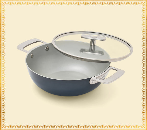 Kadai 24cm with glass lid - Nilgiri Blue