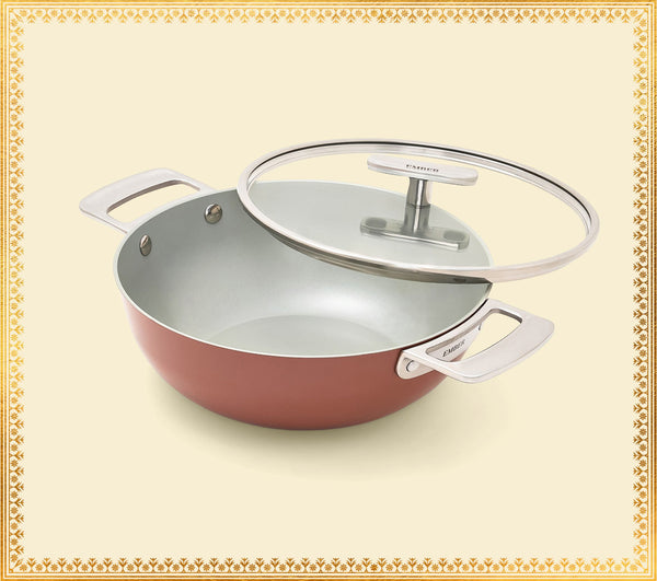Kadai 24cm with glass lid - Jaipur Terracotta