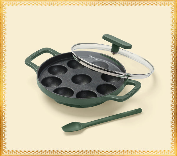 Ember Pre-Seasoned Cast Iron Appe Pan (20 cm) - Coorg Green