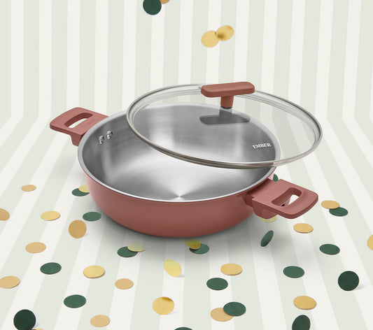Ember Stainless Steel Kadai - Jaipur Terracotta