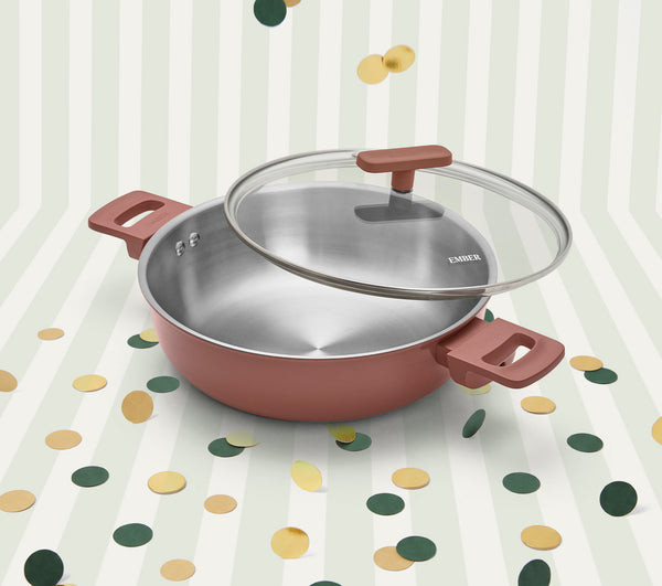 Ember Stainless Steel Kadai - Jaipur Terracotta