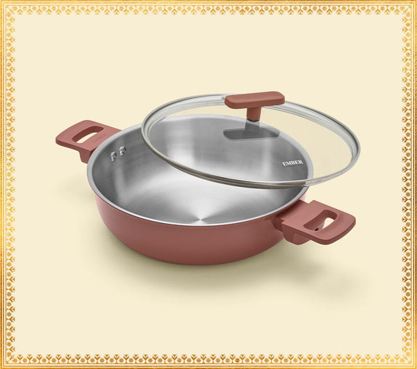 Ember Stainless Steel Kadai - Jaipur Terracotta