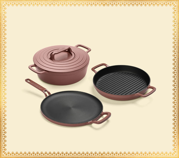 Pre-Seasoned Cast Iron Trio - Jaipur Terracotta