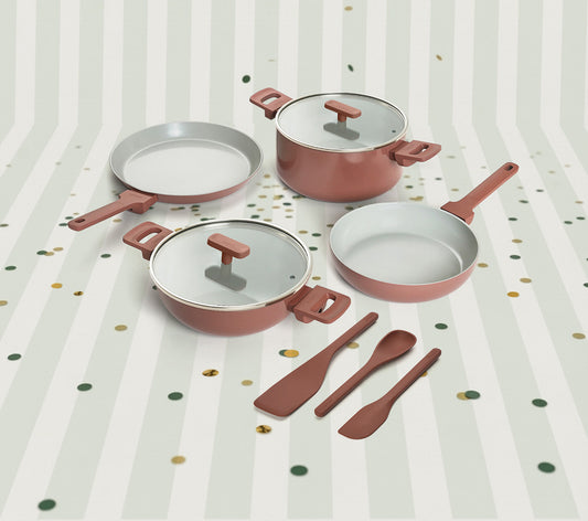 Complete Cookware Set (4-Piece) with glass lid - Jaipur Terracotta