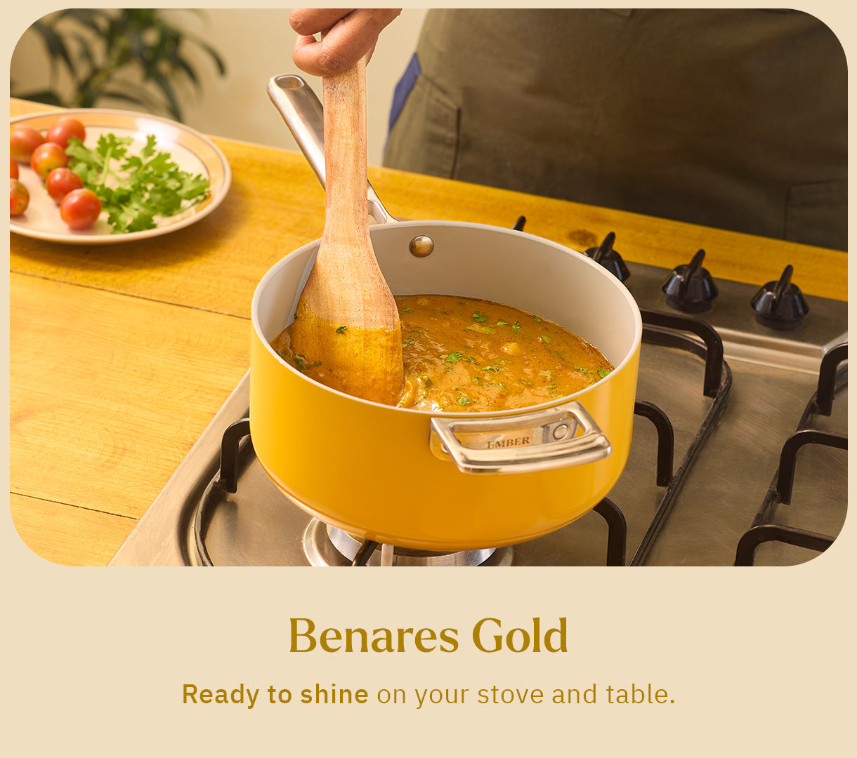 Saucepan with glass lid 20cm - Benares Gold
