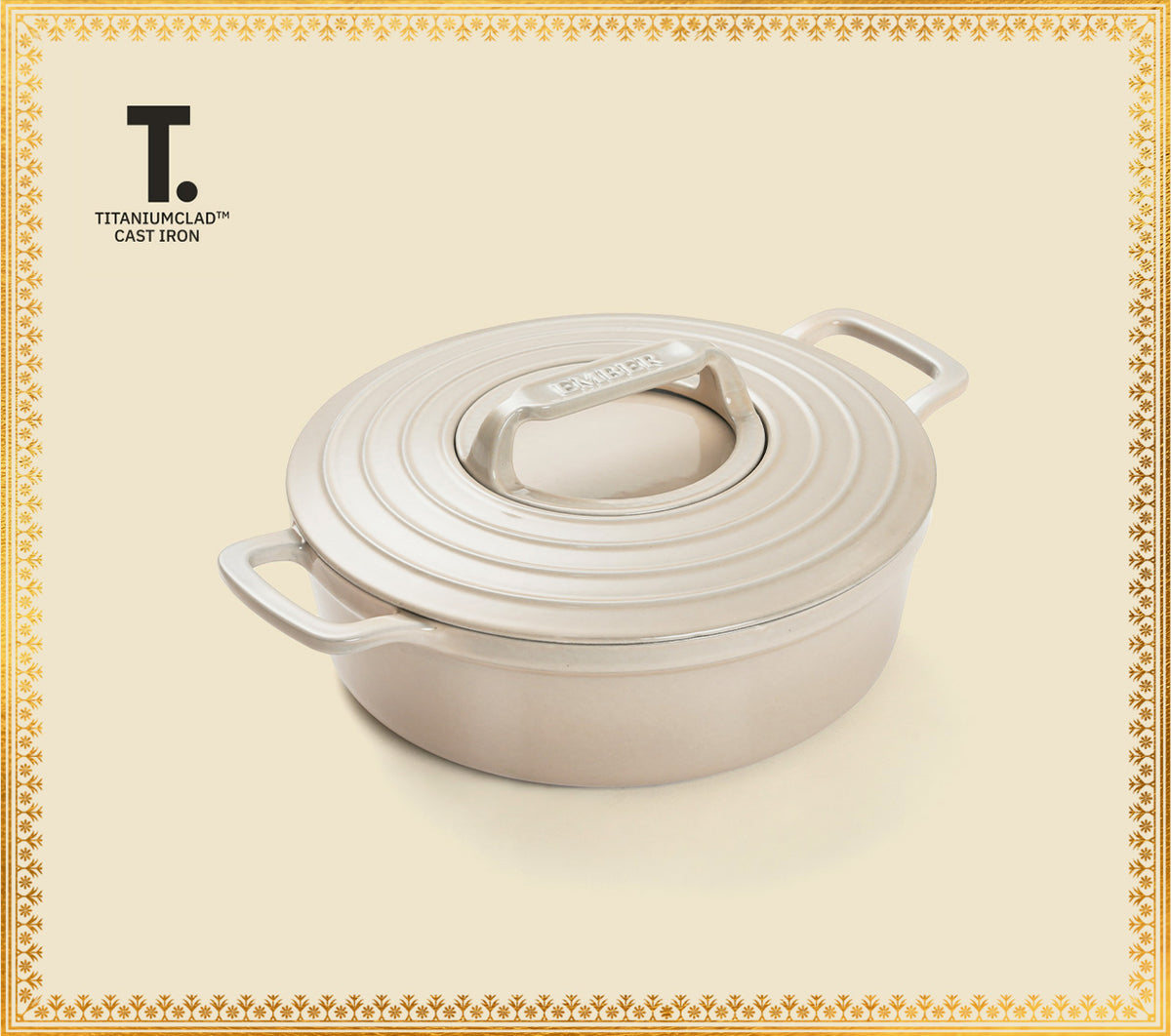 TitaniumClad™  Cast Iron Dutch Oven 27cm - Almond