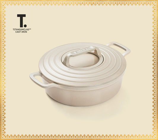 TitaniumClad™  Cast Iron Dutch Oven 27cm - Almond