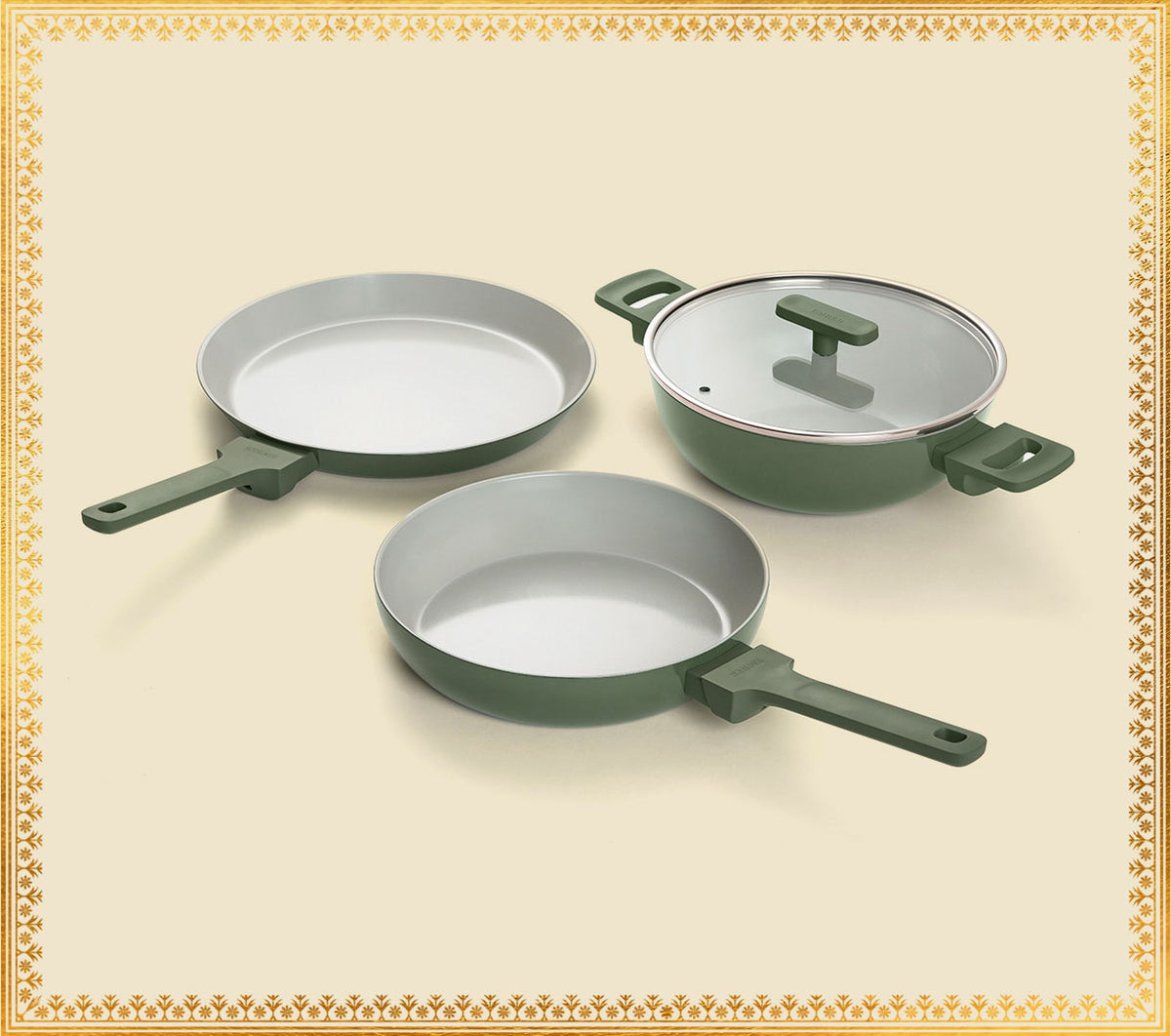 Everyday Cookware Trio with glass lid - Coorg Green
