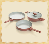 Everyday Cookware Trio with glass lid - Jaipur Terracotta