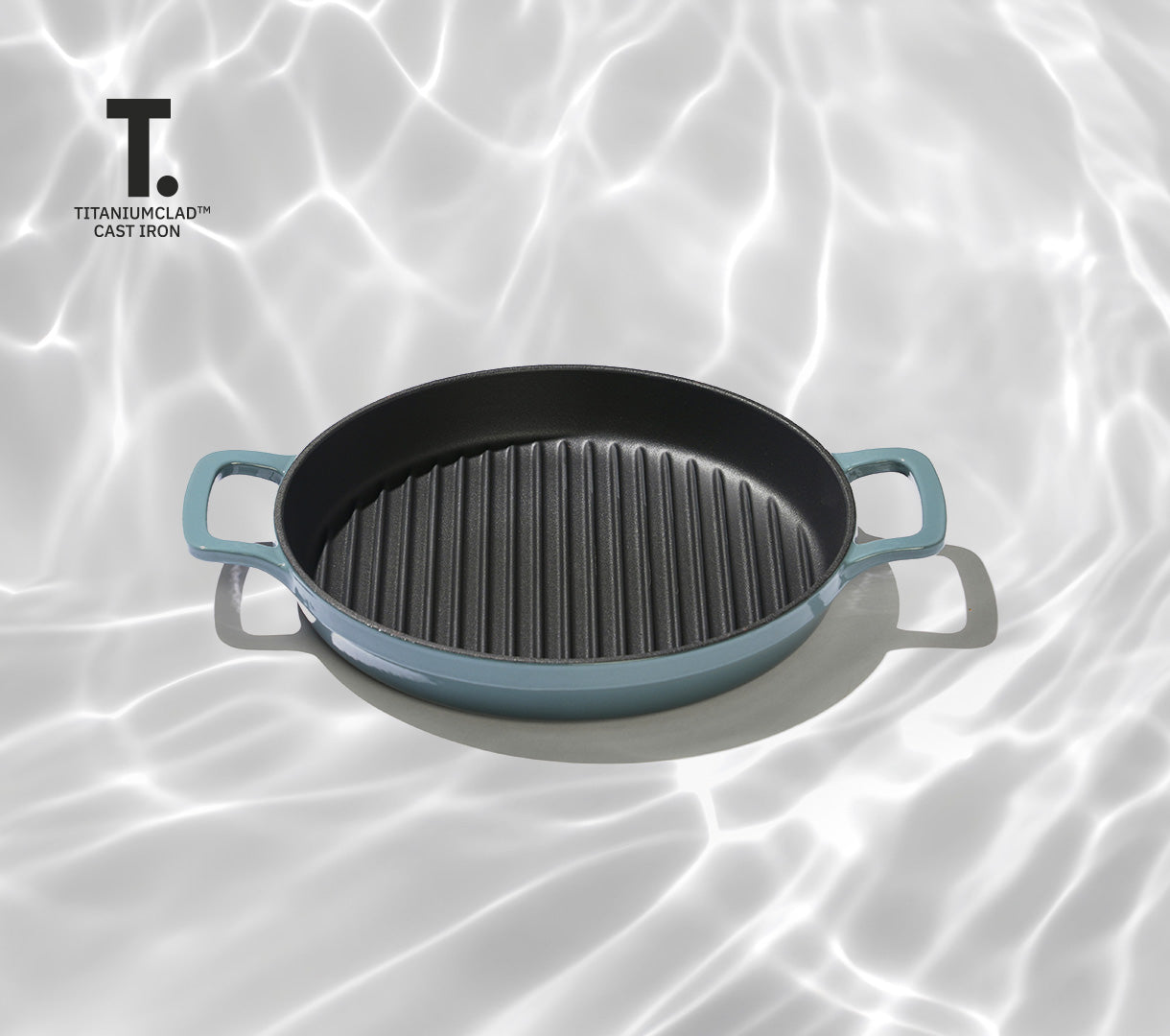 TitaniumClad™  Cast Iron Grill Pan 27cm - Ocean