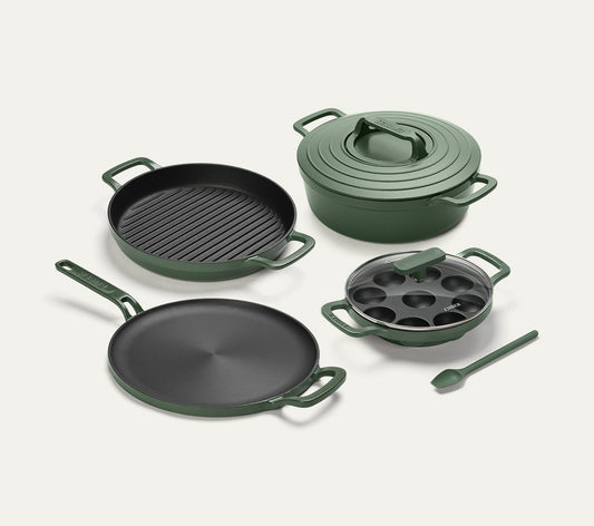 Pre-Seasoned Cast Iron - Set of 4  - Coorg Green