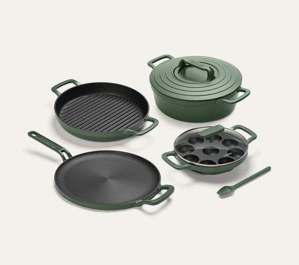 Pre-Seasoned Cast Iron - Set of 4  - Coorg Green