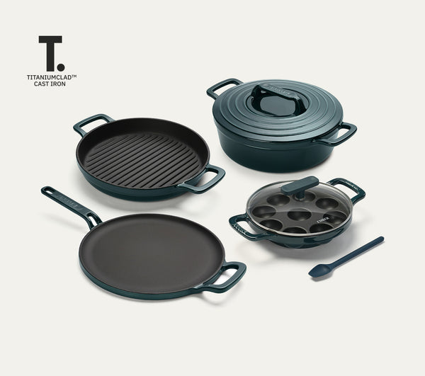 TitaniumClad Cast Iron - Set of 4 - Teal