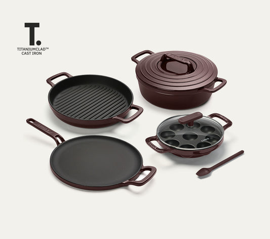 TitaniumClad Cast Iron - Set of 4 - Wine