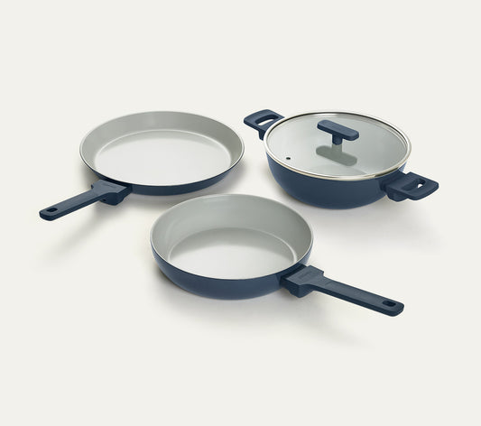Everyday Cookware Trio with glass lid - Nilgiri Blue