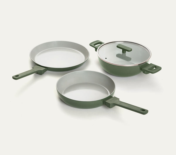 Everyday Cookware Trio with glass lid - Coorg Green