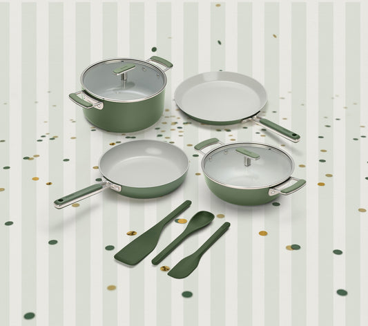 Complete Cookware Set (4-Piece) with glass lid - Coorg Green