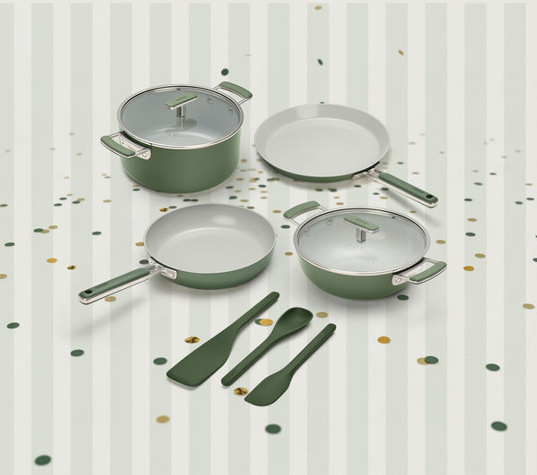 Complete Cookware Set (4-Piece) with glass lid - Coorg Green
