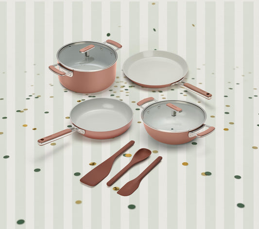 Complete Cookware Set (4-Piece) with glass lid - Jaipur Terracotta