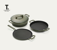 Ember Set of 3  - Ti-Enamel Tawa + Ti-Enamel Dutch Oven + Ti-Enamel Grill Pan