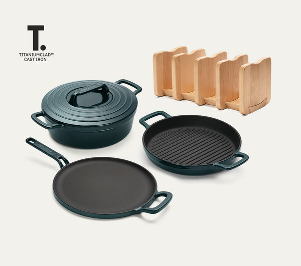Cast Iron Trio with Storage - Teal
