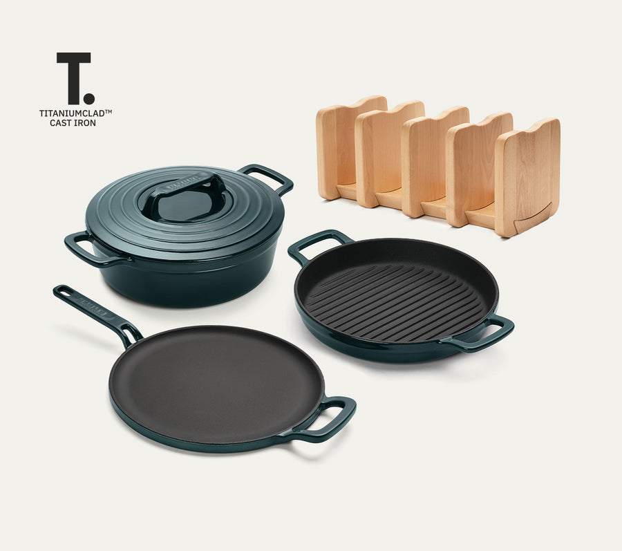 Cast Iron Trio with Storage - Teal