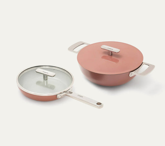 Ember Mini Frypan with glass lid + Kadai Duo - Jaipur Terracotta