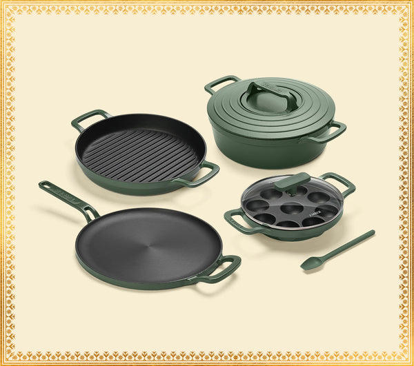 Pre-Seasoned Cast Iron - Set of 4  - Coorg Green