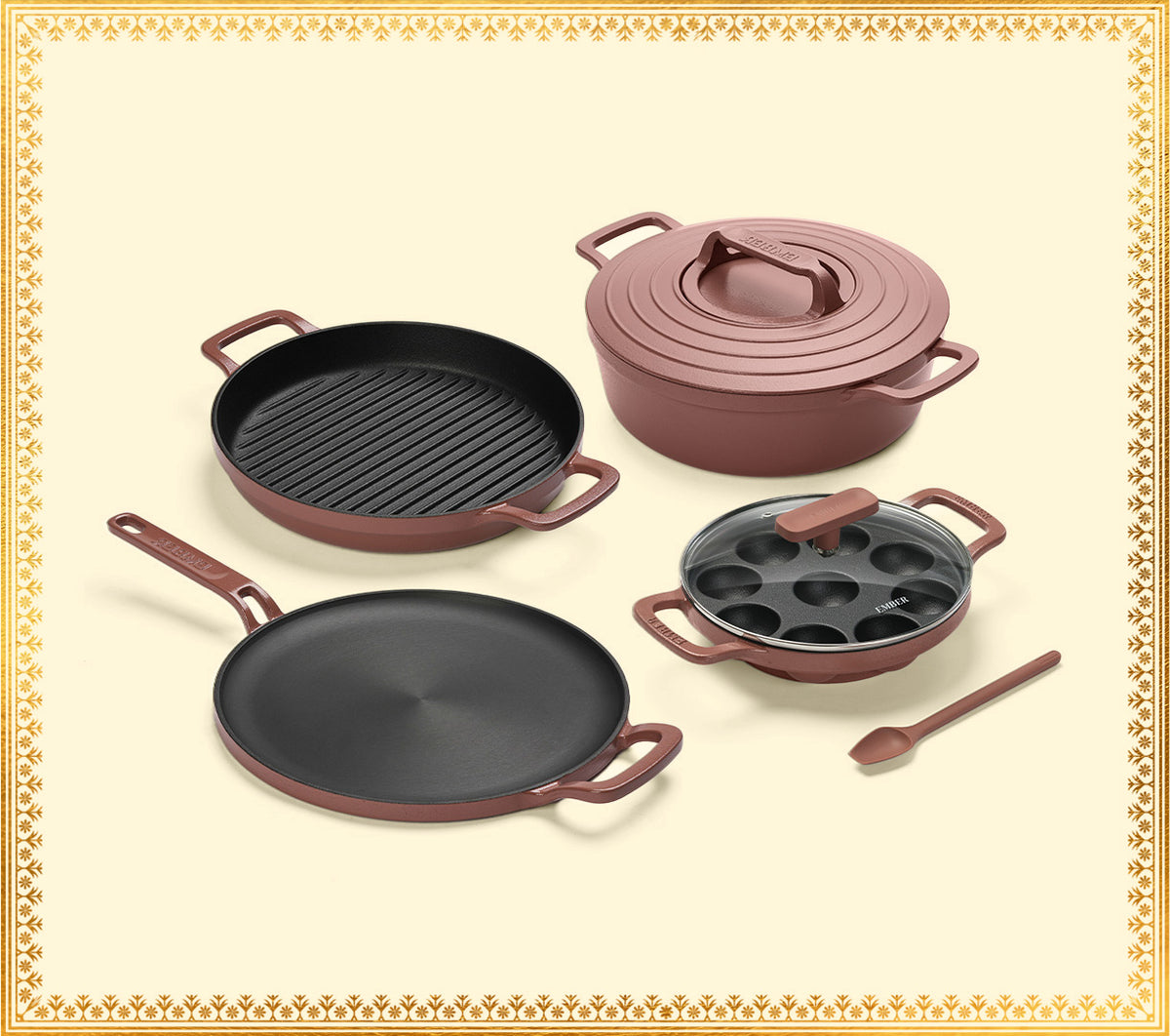 Pre-Seasoned Cast Iron - Set of 4  - Jaipur Terracotta