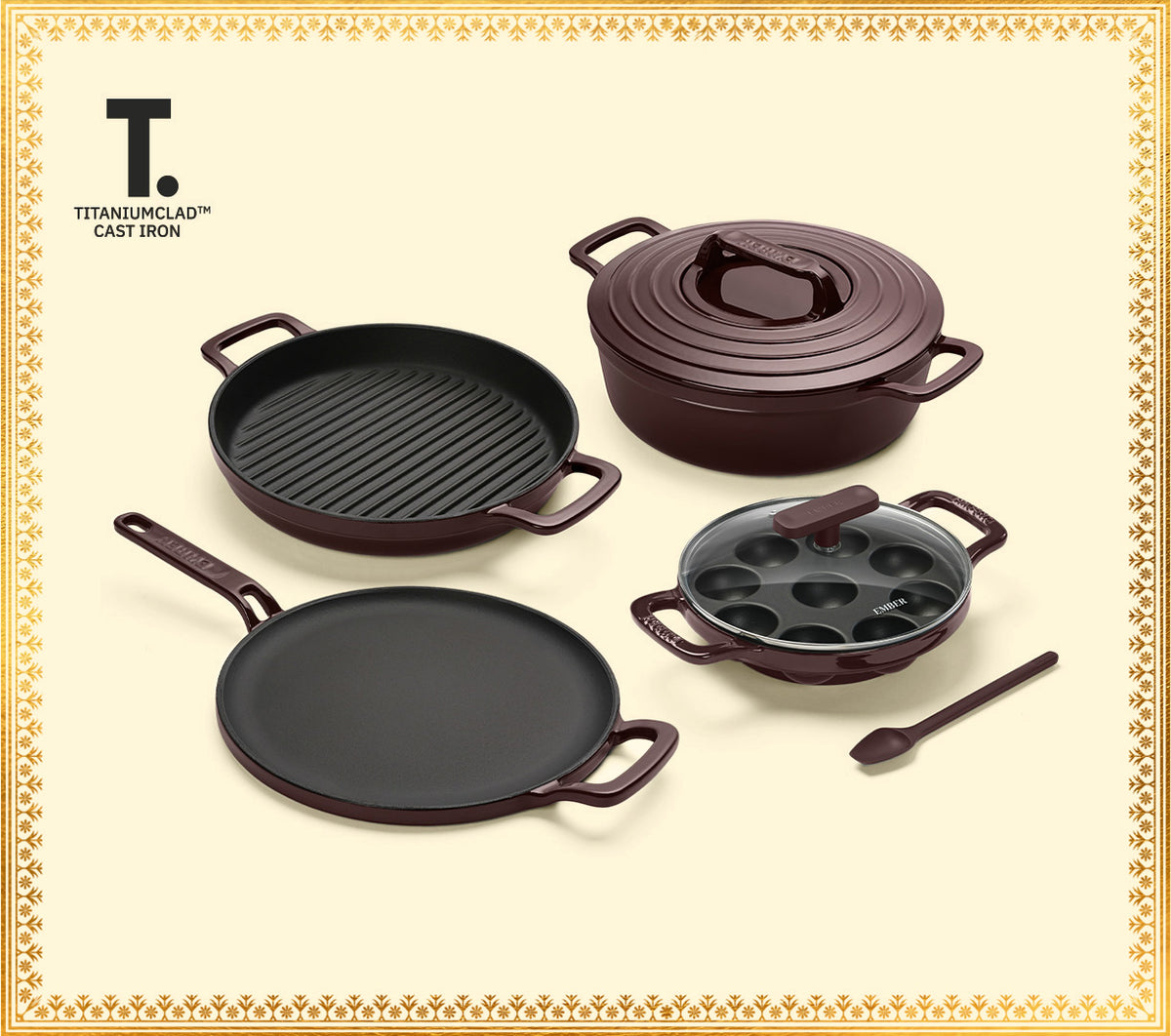 TitaniumClad Cast Iron - Set of 4 - Wine