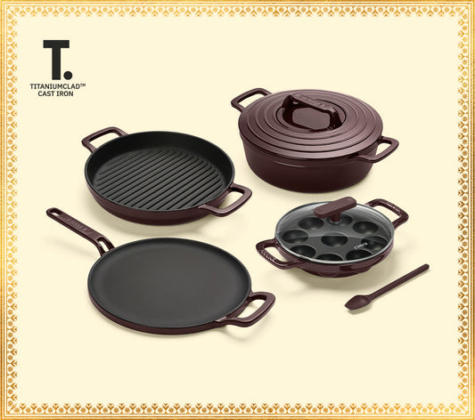 TitaniumClad Cast Iron - Set of 4 - Wine