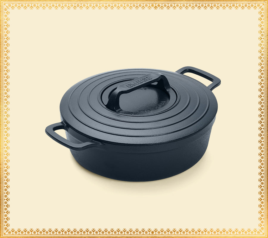 Pre-Seasoned Cast Iron Dutch Oven 27cm - Nilgiri Blue