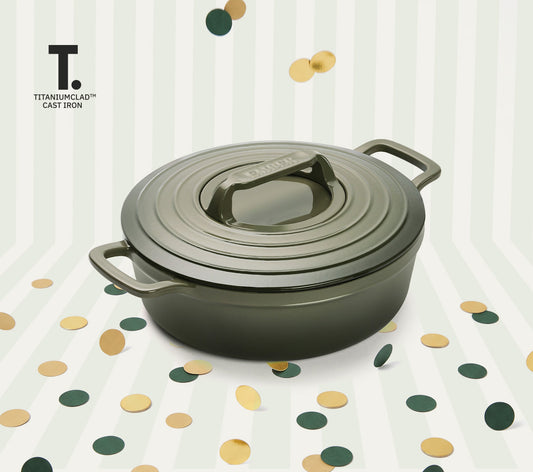 TitaniumClad™  Cast Iron Dutch Oven 27cm - Sage