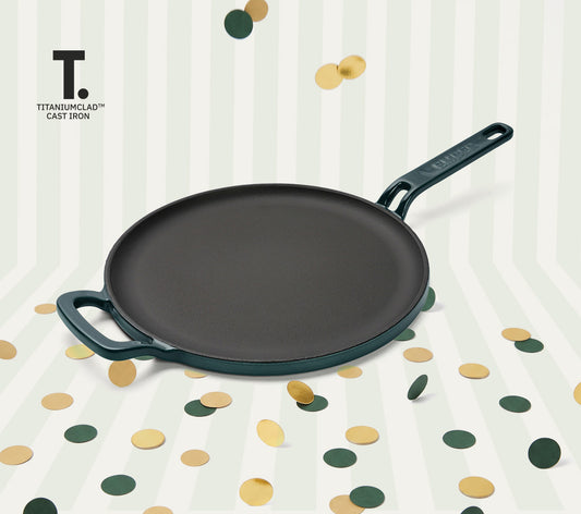 TitaniumClad™  Cast Iron Tawa 27cm - Teal