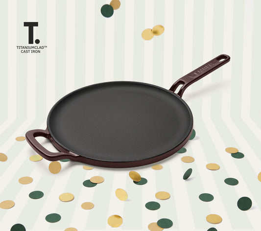 TitaniumClad™  Cast Iron Tawa 27cm - Wine