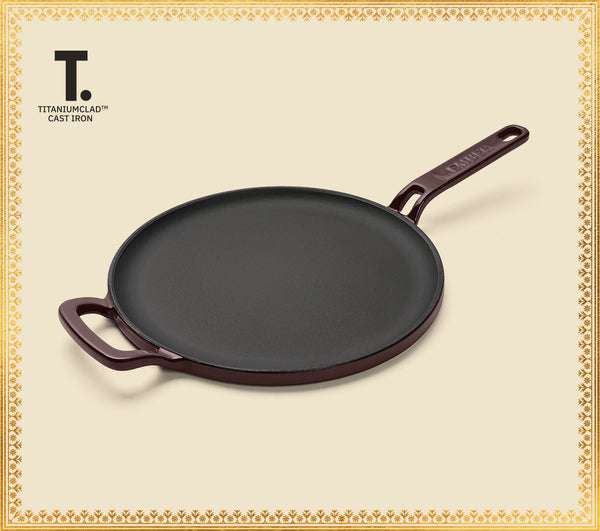 TitaniumClad™  Cast Iron Tawa 27cm - Wine