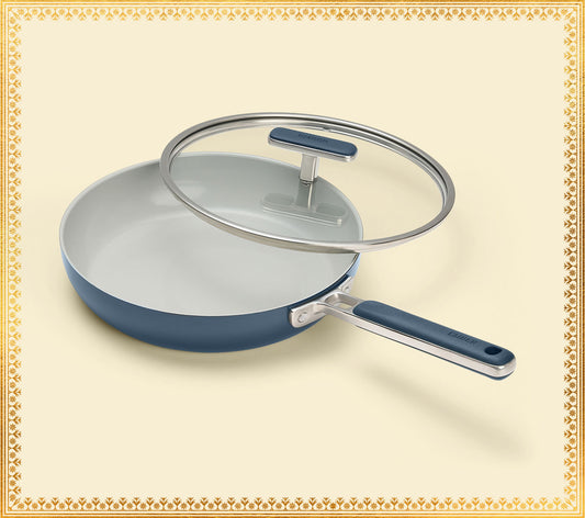 Frypan 24cm with glass lid - Nilgiri Blue
