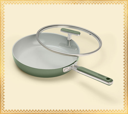 Frypan 24cm with glass lid - Coorg Green