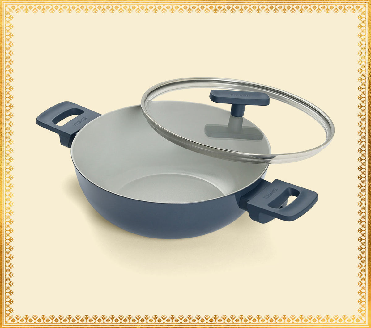Kadai 24cm with glass lid - Nilgiri Blue
